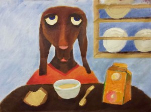 När man är så trött på morgonen att man är uppe, man är klädd, man har fixat frukost men sen ändå sover med öppna ögon..